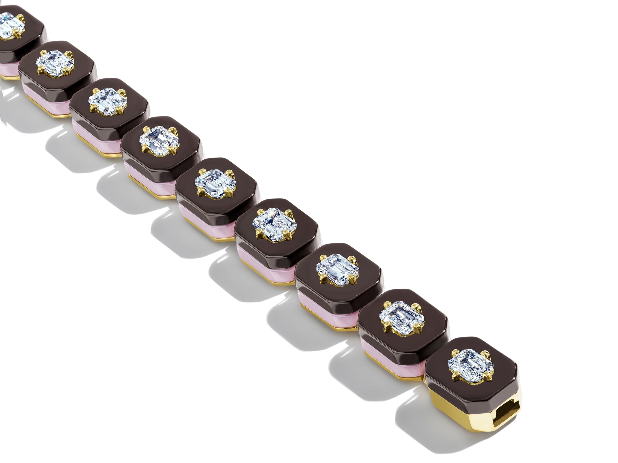 Leather Rose Gold Bracelet - Lab Grown Diamond Bracelet